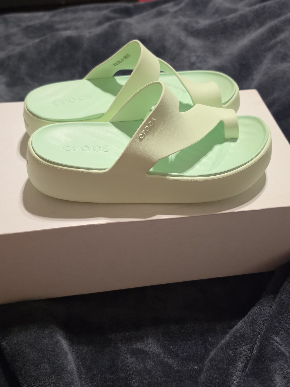 CROCS Women's Platform Slide Sandals in Mint Green
